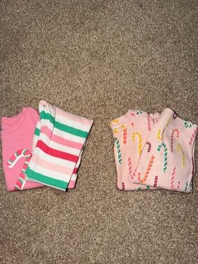 Old Navy Pink Candy Cane Pajama Sets - 3T